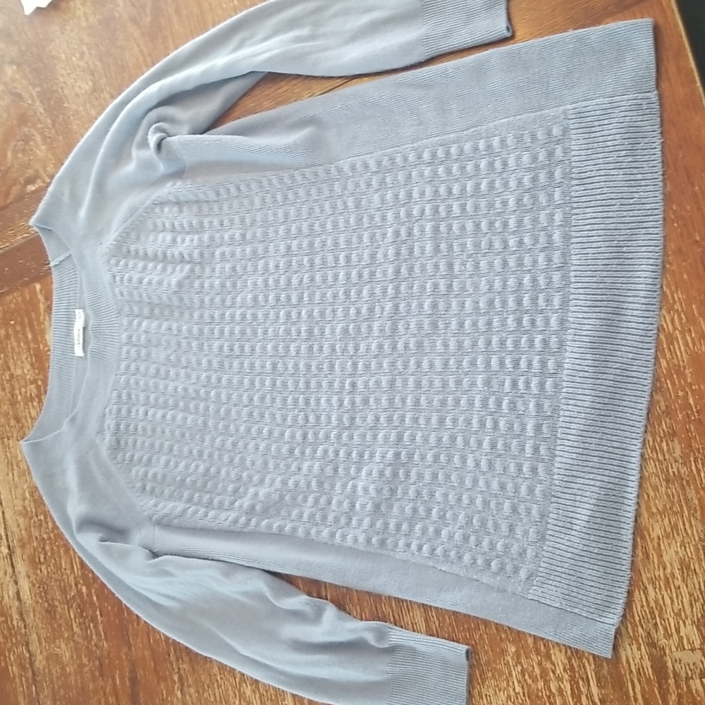 Reitmans Light Blue Crew Neck Textured Knit Sweater
